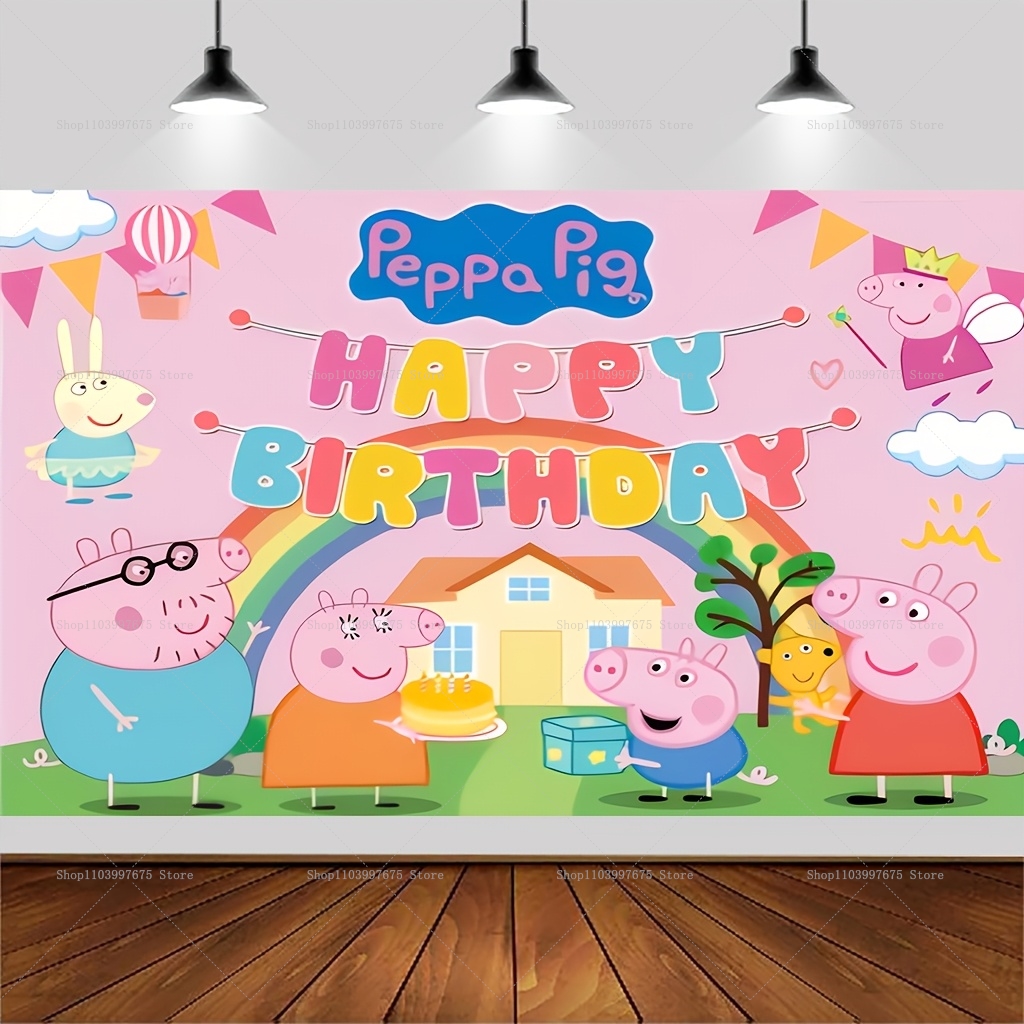 Custom Name Cartoon Peppa Pig  - Photography Lighting Backdrop 评论和价格