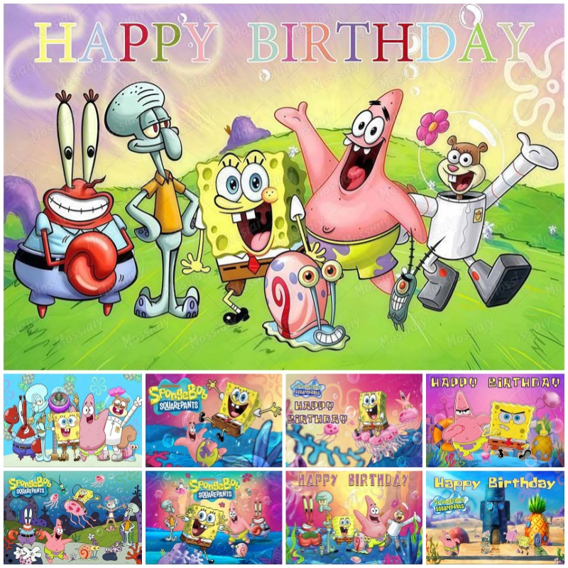 SpongeBob Theme Backdrop Carto - Photography Lighting Backdrop 评论和价格