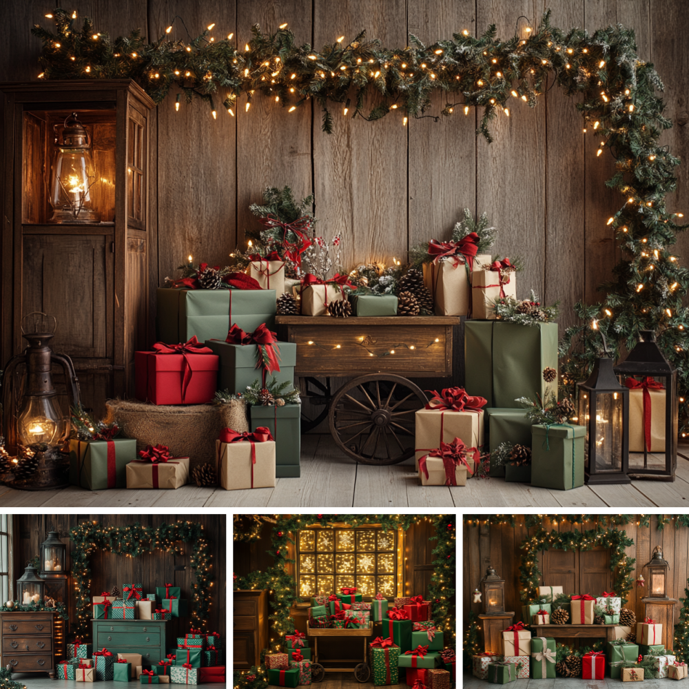 Rustic Brown Wood Wall Christm - Photography Lighting Wall 评论和价格