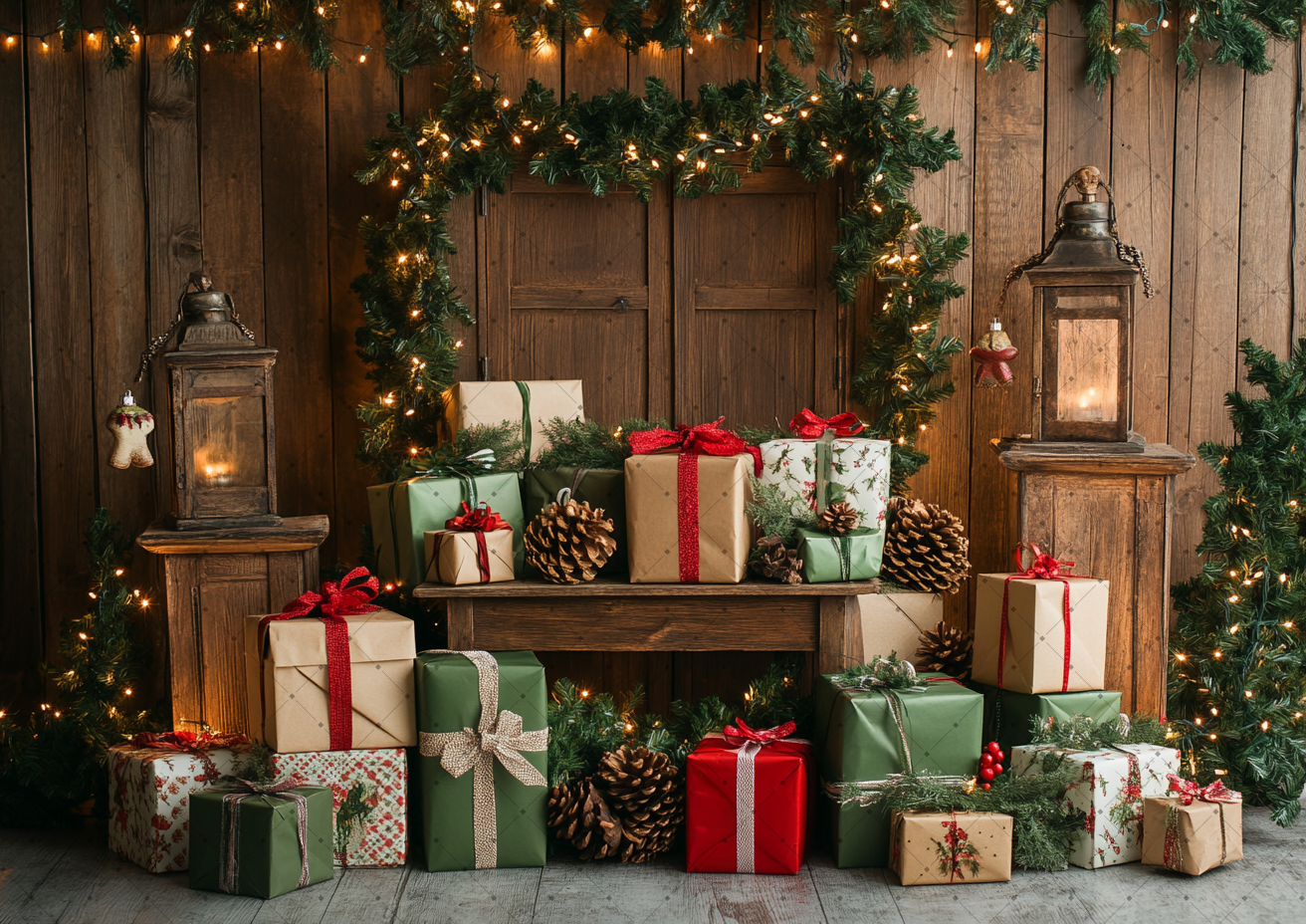 Rustic Brown Wood Wall Christm - Photography Lighting Wall 评论和价格