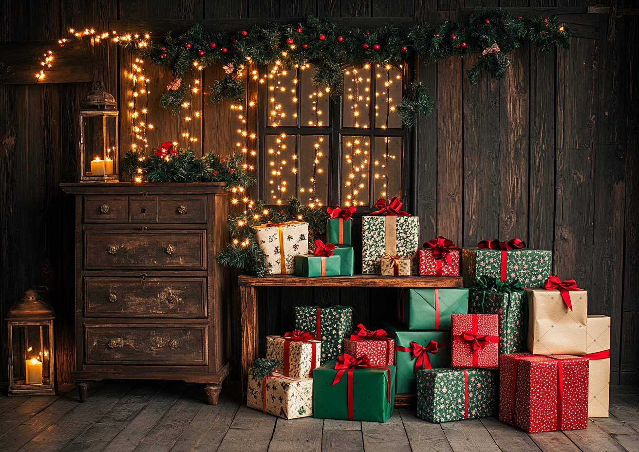 Rustic Brown Wood Wall Christm - Photography Lighting Wall 评论和价格
