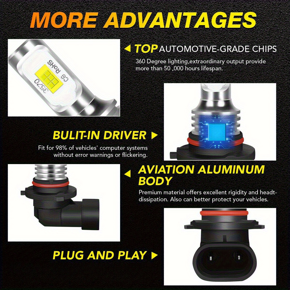 4pcs 9005+H11 36000LM 6000K Br - V Mount Battery 评论和价格