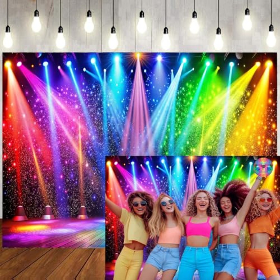 7x5ft Fabric Disco Rainbow Sta - Photography Lighting Backdrop 评论和价格
