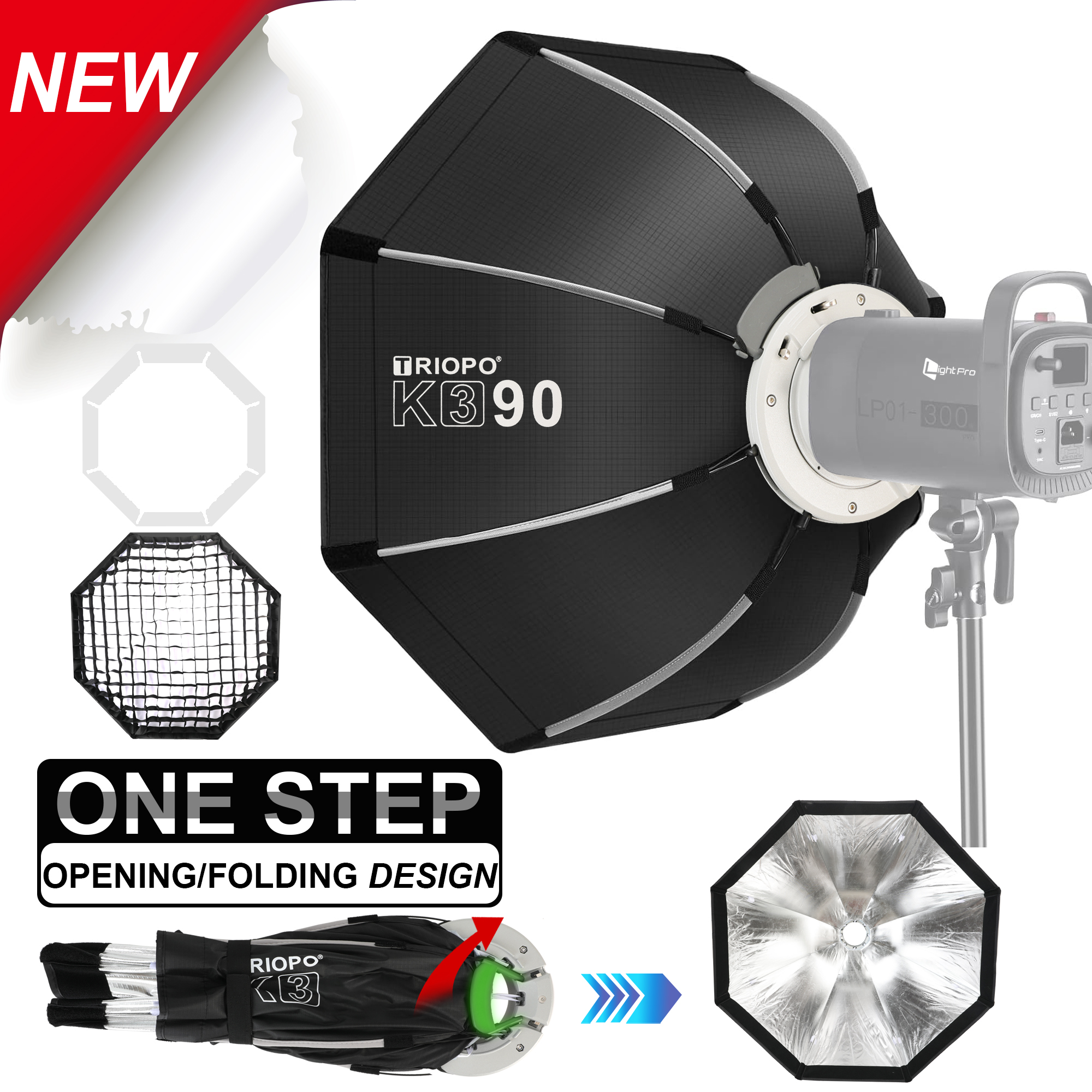 Triopo K3 Quick-Setup Bowens M - Photography Umbrella Lighting Setup 评论和价格