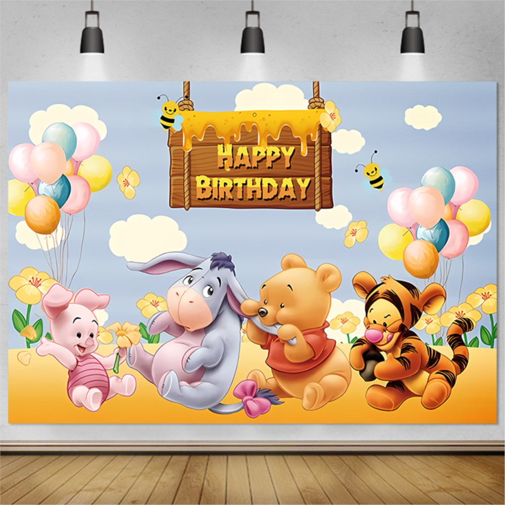 Bear Winnie The Pooh Birthday  - Photography Lighting Backdrop 评论和价格
