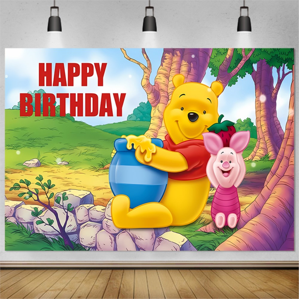 Bear Winnie The Pooh Birthday  - Photography Lighting Backdrop 评论和价格