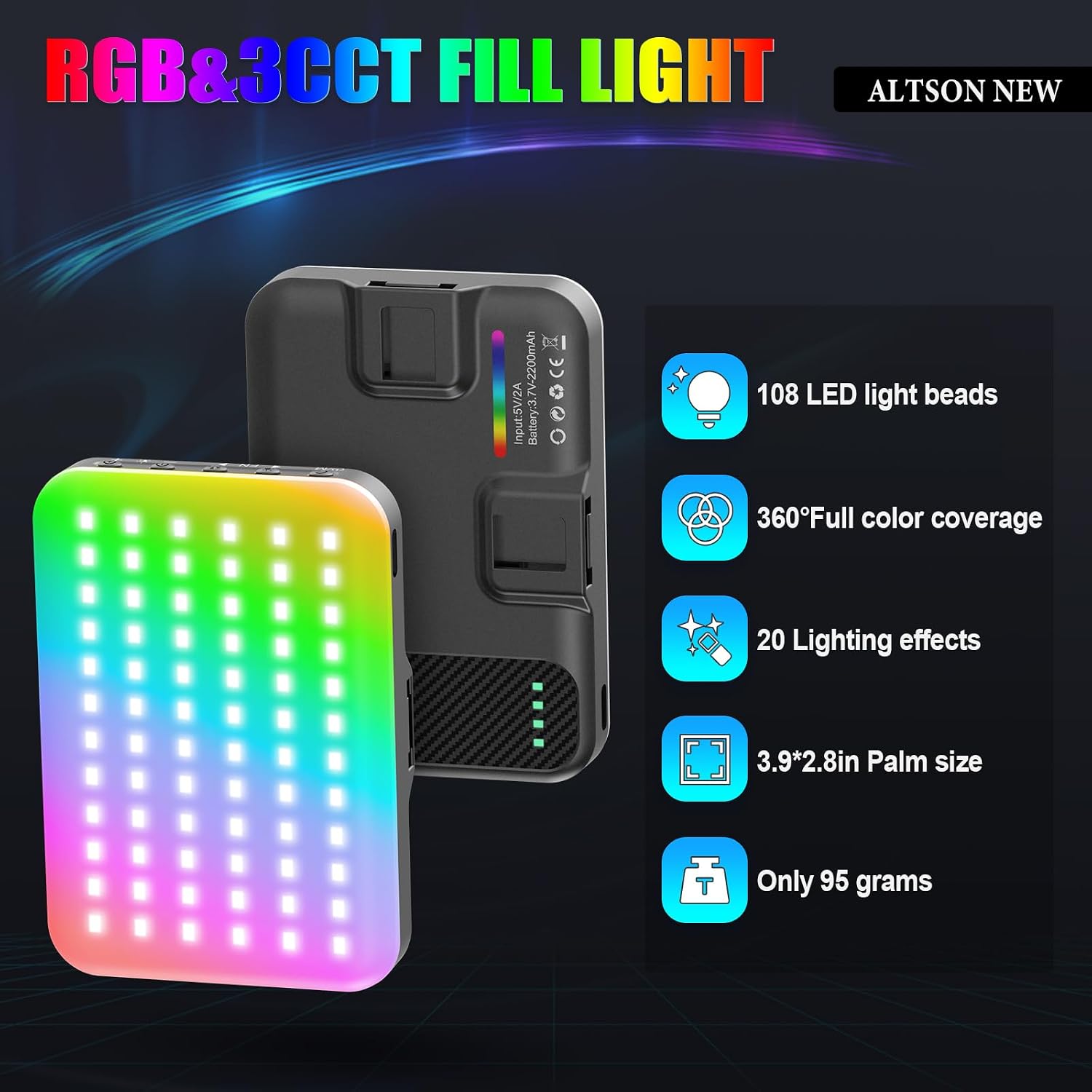 108 LED RGB Video Light, 2500K - Photography Lighting Portable 评论和价格