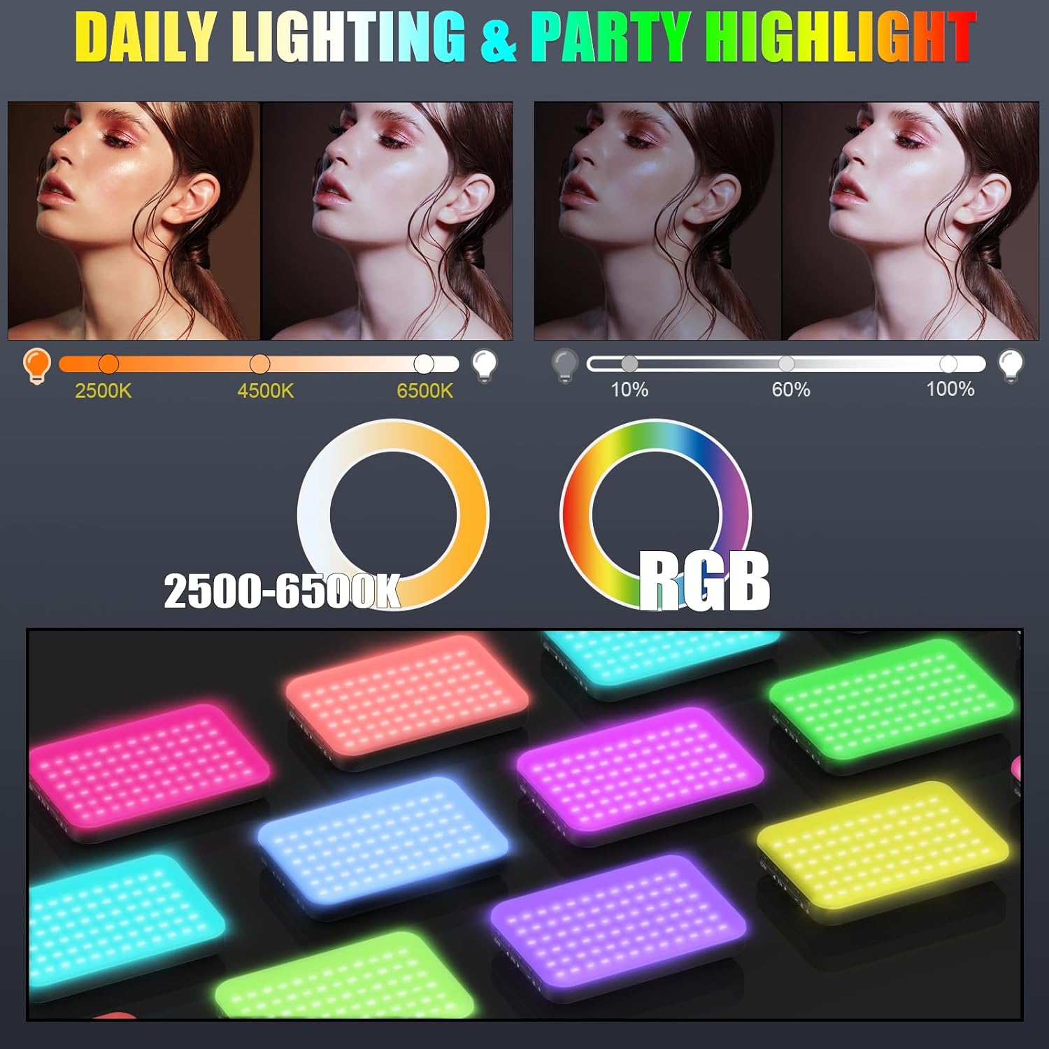 108 LED RGB Video Light, 2500K - Photography Lighting Portable 评论和价格